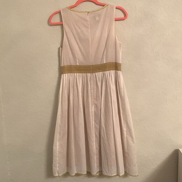 Spense Embroidered Floral Print Off White Gold Lightweight Dress Size 4 - Picture 2 of 11